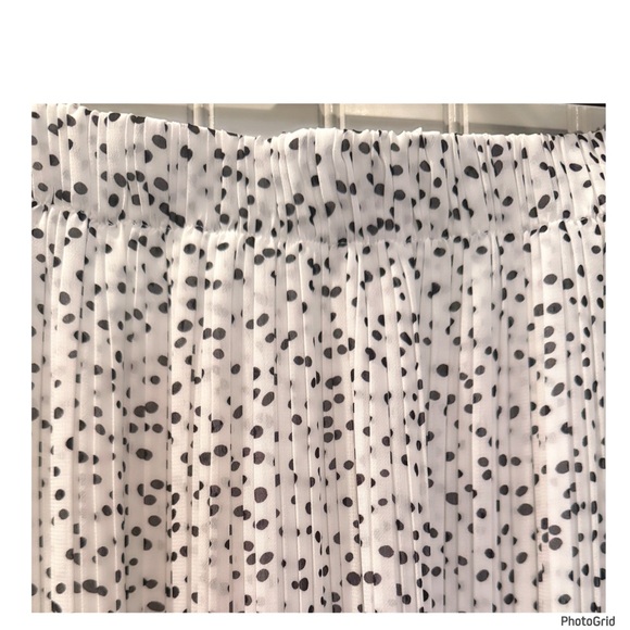 WD.NY White & Black Pleated Polka Dot Midi Skirt Medium - Picture 3 of 4